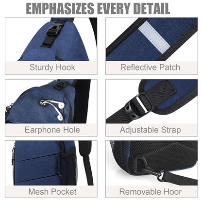 Pritent Crossbody Bags for Women Men Trendy Sling Bag Backpack Casual Chest Bag with Convertible Shoulder Strap - color: Blue, size: Medium