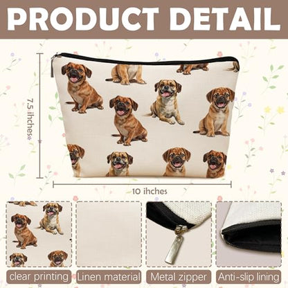 Puggle Dog Makeup Bag, Puggle Lovers Gifts Cosmetic Bag for Women, Dog Mom Lovers Owner Gifts for Women Christmas, Pet Lover Gift Zipper Travel Makeup Pouch for Purse - color: puggle