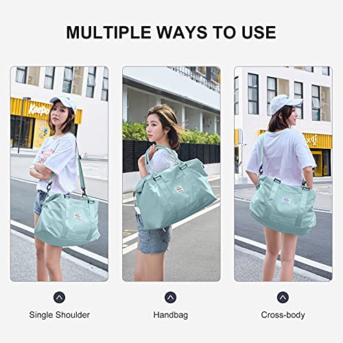 Sport Travel Duffle Bag Large Gym Tote Bag for Women, Weekender Carry on Bag for Airplane, Ladies Beach Overnight Bag Waterproof Luggage Bag with Wet Pocket - color: Blue
