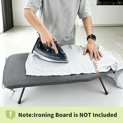 Seiritex Ironing Board Cover 12x32 inch, Fits Table Top Ironing Board Heat Reflective, Thick Padding with Elasticized Edges, Small Iron Board Cover Only (Black) - color: Black, size: 12x32