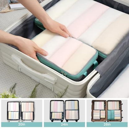 BAGAIL 6 Set Ultralight Compression Packing Cubes Packing Organizer for Travel Accessories Luggage Suitcase Backpack - color: DustyBlue70D, style: Mesh Pattern