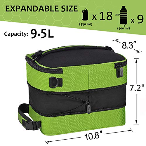 Tirrinia Expandable Insulated Lunch Bag for Men Women – Leakproof Reusable Cooler LunchBox for Kids & Adults with Shoulder Strap, Perfect for Work, School, Office, Travel,Green - color: Green