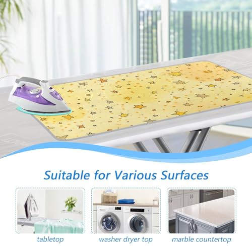 Golden Stars and Dots Ironing Mat for Table top Portable Ironing Pad Blanket for Washer Dryer Countertop Travel - color: Golden Stars and Dots