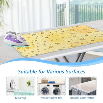 Golden Stars and Dots Ironing Mat for Table top Portable Ironing Pad Blanket for Washer Dryer Countertop Travel - color: Golden Stars and Dots