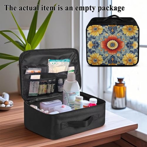 Emergency Kit Bag First Aid Cross Symbol Empty First Aid Bag for Workplace Church and Home Preparedness Built with Abrasion-Resistant Fabric Floral - color: Floral