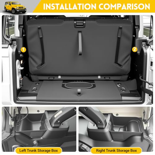 Rear Trunk Organizer for 2024-2025 Jeep Wrangler JL JLU 4XE 4 Door Accessories, Wheel Well Storage Bin Trunk Side Storage Box Cargo Tray for 24-25 Wrangler JL 4dr(Not for Gladiator/JK) - color: 24-25 JLU(2pcs Left+Right)