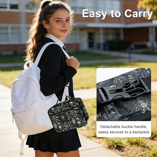 Gothic Lunch Bag Insulated Reusable Lunch Box Cooler Thermal Tote Bag For Teenage Boys Girls School Beach - color: Gothic