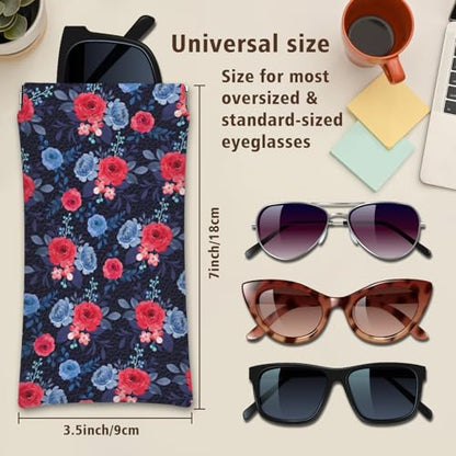 Eyeglass Cases 4 Pack,Boho Floral Pattern Sunglasses Case,PU Leather Soft Eye Glass Pouch for Women Men Student - color: Pink