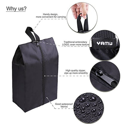YAMIU Travel Shoe Bags Set of 4 Waterproof Nylon with Zipper for Men & Women, Black - style: 4 Pack - Black