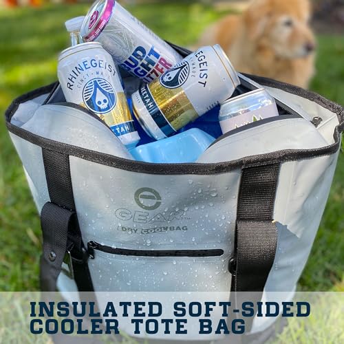 Soft Sided Cooler Tote Bag – Waterproof Leakproof Insulated Dry Bag Cooler with Zipper Top, Collapsible Beach, Pool, Boat, Grocery Cooler (20 or 36 Cans) - color: Green
