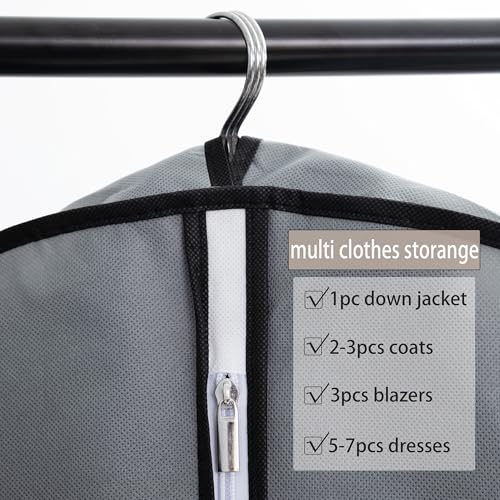Dress Bags for Gowns Long, 2 Packs 65" Garment Bags for Hanging Clothes, 4" Gusseted Clothing Bags for Closet Storage and Travel, Suit Bags for Coats, Jackets, Shirts and Sweater (2)