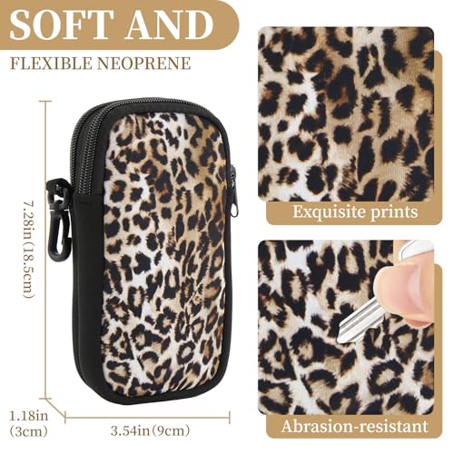 QIUTIMIY Sunglasses Soft Case Zipper Double Eyeglass Case with 2 Compartments 1 Belt Clip - color: Leopard2