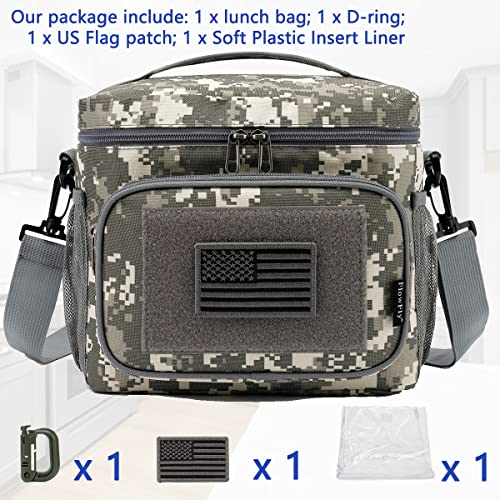 FlowFly Tactical Lunch Bag Large Insulated Lunch Box Cooler Tote for Men, Women with MOLLE/PALS Webbing (Digital#Camo, Medium) - color: Digital#Camo, size: Medium