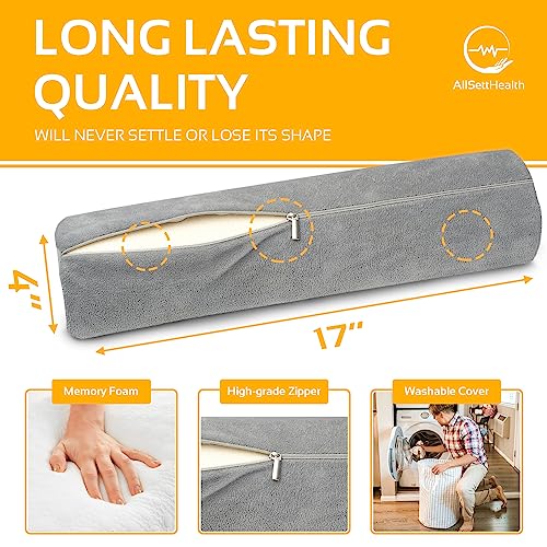 AllSett Health 2 Pack Neck Roll Cervical Pillow for Neck Pain Relief - Memory Foam Neck Pillow for Bed | Round Neck Pillows for Sleeping | Bolster Pillow for Bed, Legs and Back - style: 17x4 Inch, Firm, 2 Pack