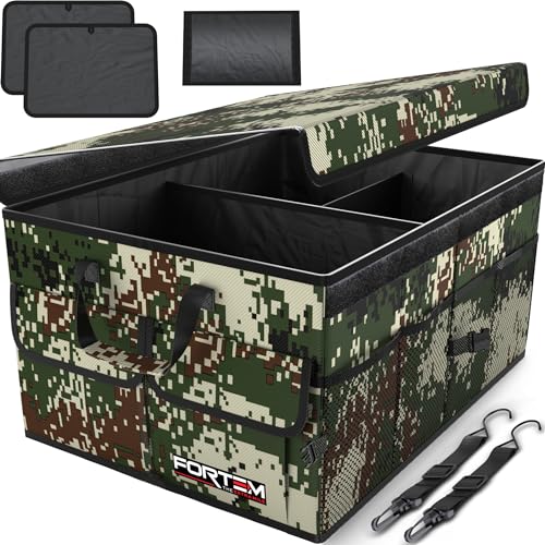 FORTEM Trunk Organizer For SUV Car Trunk Organizer, Foldable Storage, Car Accessories for Women Men, Collapsible Bag, 600D Oxford, Non Slip Bottom, Straps, Soft Cover (65L) - color: Forest Camo, size: Large (65L)