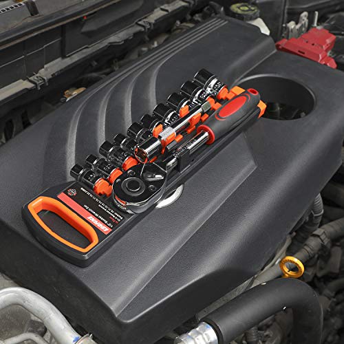 Egofine 12pcs 1/2 Inch Ratchet Socket Wrench Set, Drive Socket Set with 10 Sockets 10-15,17,19,22,24mm and 2 Way Quick Released Ratchet Handle and Extension Bar - size: 1/2, style: 12PC Standard Socket Set
