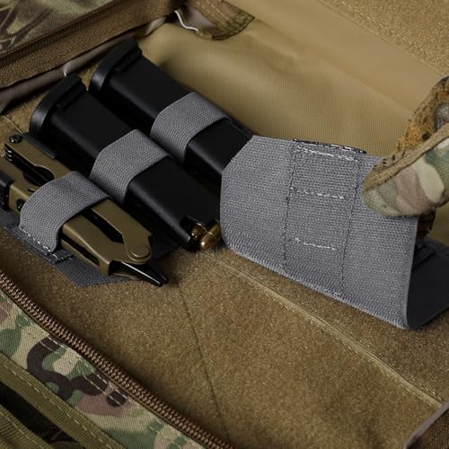 WYNEX Tactical Bag Insert Elastic Holder, Modular Elastic Loop Panel Hook and Loop Organizer Pouch Insert Attachment with Hook Backed Fastener for Backpack Accessories - color: Grey