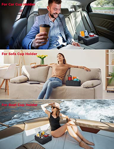 KEMIMOTO Back Seat Cup Holder for Car, Couch Cup Holder, Car Truck Boat Organizer, Couch Sofa Bed Expander Tray Holds Drinks, Snacks, Remote, Cell Mobile Phone (Black) - color: Black