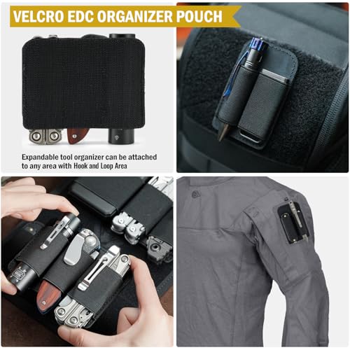 VIPERADE PL6 Tactical Modular EDC Organizer, Elastic Insert Pouch Panel with Hook Backed Accessories Holder, Attachment for Backpack, Tactical Vest, Bag - color: 3pcs, SML