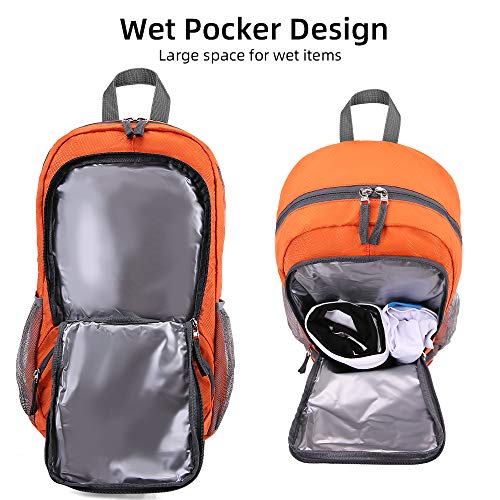FENGDONG 35L Lightweight Foldable Waterproof Packable Travel Small Hiking Backpack Daypack for men women - color: A1-orange-upgrade