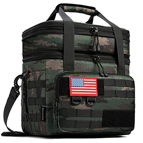 RalChyez Tactical Lunch Bag, 20L Large Heavy Duty Double Deck Insulated Lunch Box Leakproof Expandable Tote Cooler with Shoulder Strap for Adult Men Women Work Fishing Picnic Travel Acu Camo - color: D-Acu Camo, size: 20L