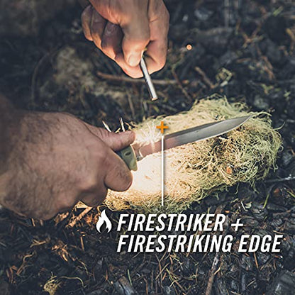 Gerber Gear Ultimate Survival Knife, Fixed Blade Knife with Combo Edge, includes Fire Starter Edge and Ferro Rod, Whistle, Sheath with Integrated Sharpener - Bushcraft, Hunting and Camping Tool