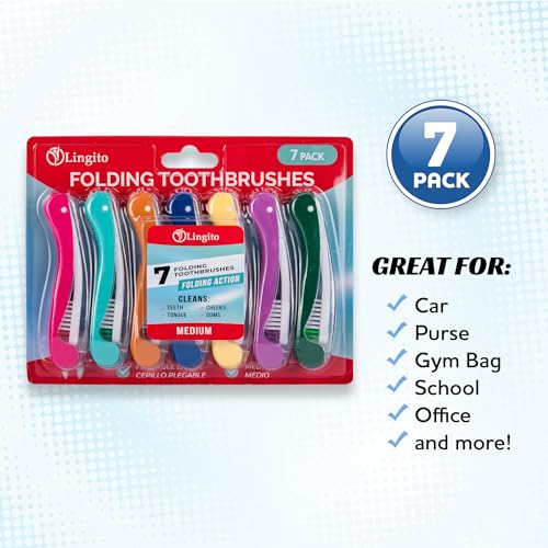 Lingito Travel Toothbrushes - Mini Toothbrush with Cover, Camping Toothbrush Kit (7 Pack Medium) - style: 7-Pack-Medium