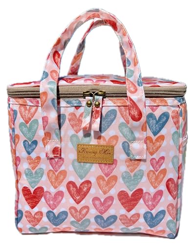 Kwang Min Insulated Lunch Bag for Women,Reusable Bento Box,Large Cooler for Office,Picnic Outdoors,Beach, Premium Waterproof Fabric,Ideal Pink Lunch Bag (Pink Peony) - color: Peony Pink