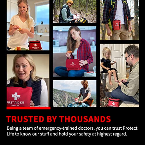 Protect Life Survival First Aid Kit for Home/Business, Camping Survival Kits | Mini Travel First Aid Kit | Camping Equipment | Small Kits for Car | Outdoor Emergency Survivals Pack - 200pcs - size: 200 Pieces Kit (Hard Case)