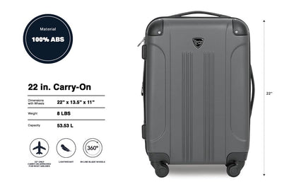 Travelers Club Chicago Hardside Expandable Spinner Luggage, Charcoal, 20"(22in with wheels) Carry-On - color: Charcoal, size: 22" Carry-On
