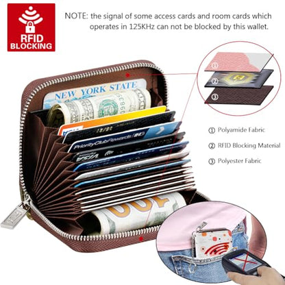 FurArt Zipper Wallet Women, RFID Blocking Credit Card Wallet, Business Card Holder, Compact Size KeyChain Wallet - color: Floral
