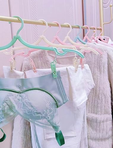 12 Pcs Foldable Travel Hangers with Clips, Plastic Hanger Folding Clothes Hangers Space Saving Clothes Hangers - Coat Hangers for Cruise Business Trip Travel - color: Light Color 12pcs With Clip