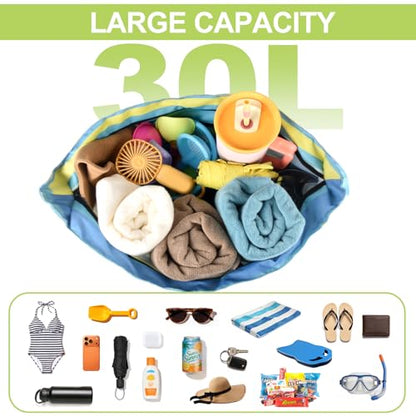 CaCTOUR Large Beach Bag Women,Beach Bags Waterproof Sandproof with Zipper Wet Pocket,Beach Tote Pool Bag for Swim Gym Travel - color: Green