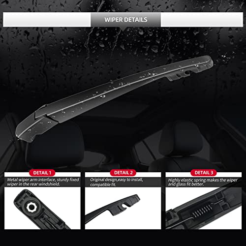 Replacement for 2003-2008 Honda Pilot Rear Windshield Wiper Blade and Arm Assembly-Original Factory Quality Car Back window wiper Arm Blade Complete Set - size: For Honda Pilot 2003-2008