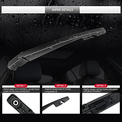 Replacement for 2003-2008 Honda Pilot Rear Windshield Wiper Blade and Arm Assembly-Original Factory Quality Car Back window wiper Arm Blade Complete Set - size: For Honda Pilot 2003-2008