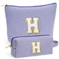 Small Makeup Bag for Purse - Travel Makeup Bag Set, Initial Make up Bag Organizer Makeup Pouch, Blue Preppy Stuff Birthday Gifts for Women Travel Essentials, Blue Letter H - color: Blue, style: H
