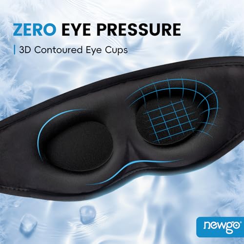 NEWGO 3D Cooling Sleep Mask, Weighted Cooling Gel Eye Mask for Sleeping, Cold Eye Mask, Hot Cold Therapy Blackout Sleep Mask for Puffiness, Dark Circles, Dry Eyes, Headaches and Stress Relief - color: Black
