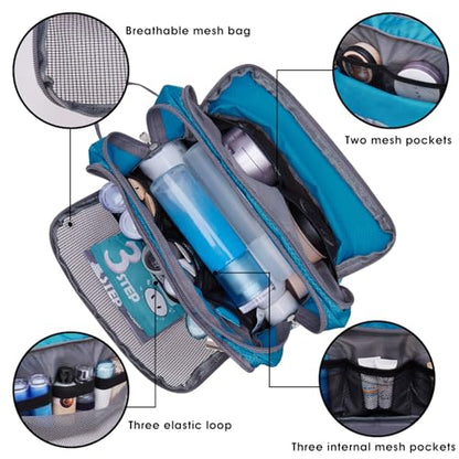 Toiletry Bag for Men Hanging Dopp Kit Water Resistant Shaving Bag Small Toiletry Bag for Traveling (Blue) - color: Blue