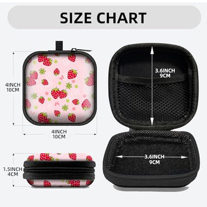 Square Data Cable Earbud Charger Coin Storage Bag Shockproof and Drop-Proof EVA Material Compatible with AirPod(Cute Strawberry) - color: Cute Strawberry