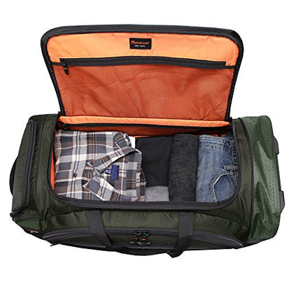 Pathfinder Gear 22 Inch Rolling Drop Bottom Duffel, Olive, One Size - color: Olive