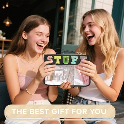 Siwara Snack Bags Clear Pouch Travel Makeup Bag Chenille Letter Bags for Zipper Pouch Clear Cosmetic Bag Clearly Tote Bag Makeup Travel Bags for Women - color: Black--Stuff
