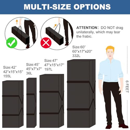 COOLBEBE 60" Sports Duffle Bag - 332L Extra Large Travel Duffel Luggage Bag with Upgrade Zipper, Sturdy & Water Resistant Long Duffle Bag for Camping Moving (Black 60inch) - size: 60" x 17" x 20"