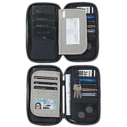 VanFn RFID Travel Passport Wallet, Family Passport Holder, Trip Document Organizer P.Travel Series - color: Grey