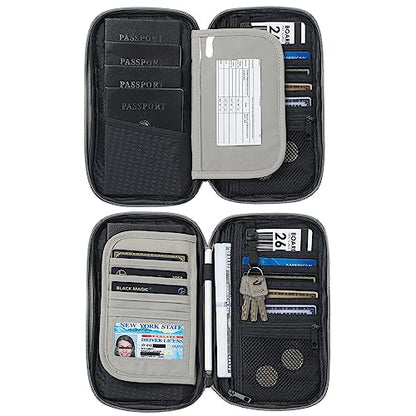 VanFn RFID Travel Passport Wallet, Family Passport Holder, Trip Document Organizer P.Travel Series - color: Grey