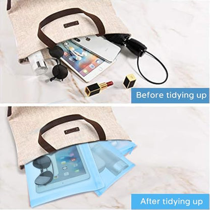 EASYFUN Mesh Pouch, Make up Bag with Zipper Cosmetic Organizer Pouch for Daily or Travel to Keep Small Items, 4 PCS Blue - color: Light Blue