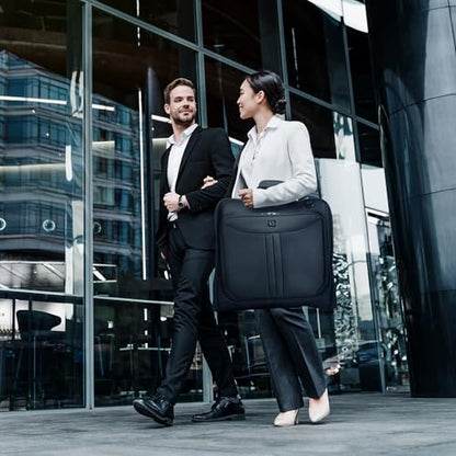 ZEGUR Premium Suit Garment Bag Carry On - Hangs 4 Suits - Travel & Business with Shoulder Strap and Laptop Compartment - color: Luxury Gray