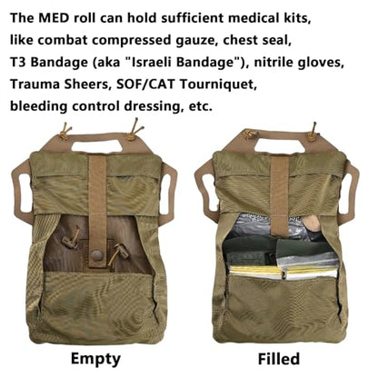 SABADO Rapid/Quick Deploy First Aid Kit Pack Tactical IFAK Pouch Two-Piece System Med Roll Carrier Hypalon Handle Outdoor Sport Hunting Bag - color: Coyote Brown