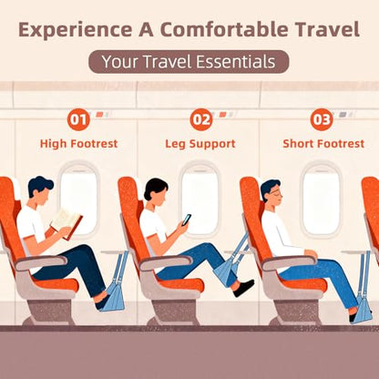 Airplane Foot Hammock, No Collapse Foot Rest for Plane Travel with Extended Adjustment Strap, Portable Desk Foot Hammock with,Cotton Denim, Foot Sling Travel Essentials to Relax Your Feet(Light Blue) - color: Light Blue