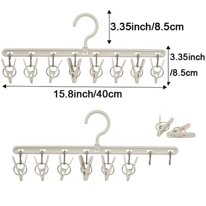 Foshine Clothes Hanger 2 Pack with 8 Clips,Clothes Drying Racks Windproof for Drying Socks Bras Underwears Baby Clothes, Hats Scarfs Towels Pants and Gloves Diaper - color: Gray