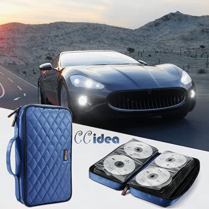 CCidea 96 Capacity CD/DVD Case Holder Portable Wallet Disc Storage Binder for Car, Home, Travel (96-Blue) Specials - color: 96-Blue